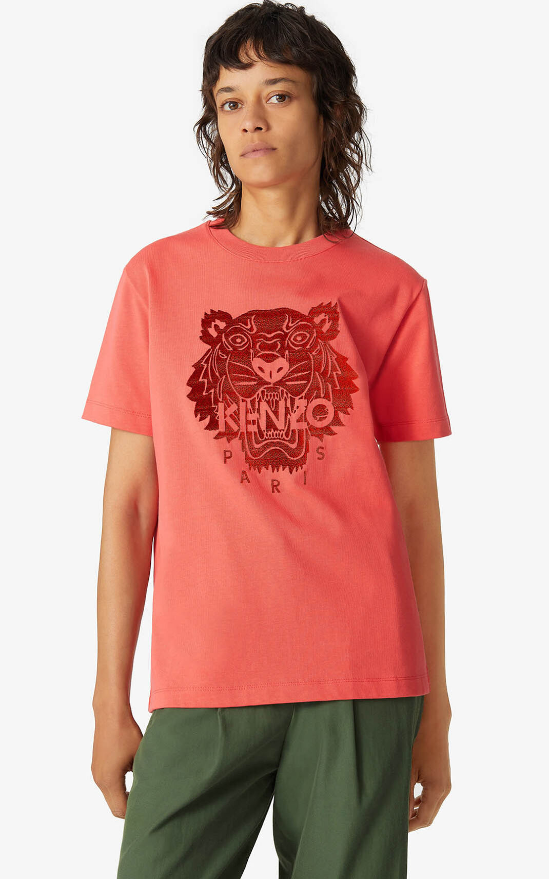 T Shirt Kenzo Femme Loose Tiger Rouge PDQEV-1749